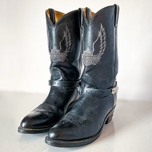 Harley Davidson men’s black leather western style  boot